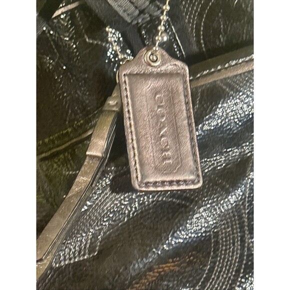 Coach Poppy Op Art C Patent Leather Baby Diaper Bag Bear Tag Super Size X-large - Picture 4 of 10